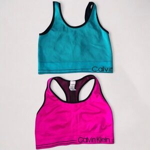 Calvin Klein Performance Moisture Wicking Sports Bras Bundle of 2 Size Large